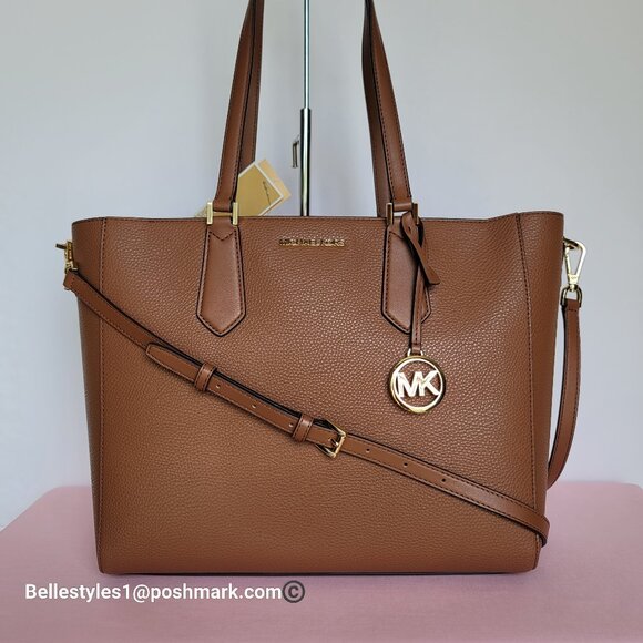MICHAEL KORS Kimberly Embossed (PU) Large 3-in-1 Tote SET- Brown/Luggage 🎈$198. - Picture 8 of 16